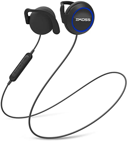 Koss BT221i Wireless Bluetooth Ear Clips | in-Line Microphone & Remote | Black | 6  Hour Battery Life | Sweat Resistant | Lightweight