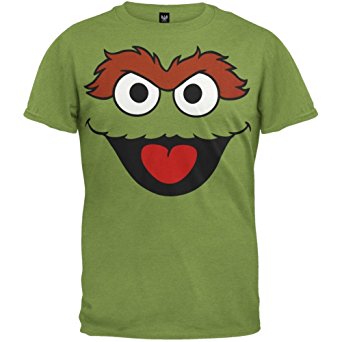 Sesame Street Oscar Face Green T-shirt Large