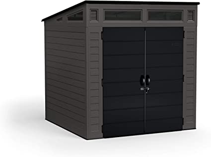 Suncast BMS7780 7' x 7' Modernist Resin Outdoor Storage Shed, Peppercorn