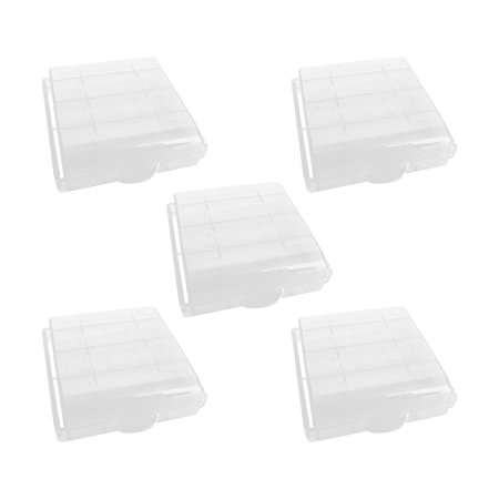 SunbowStar 5-Piece Transparent Hard Plastic Case Holder for AA/AAA Battery - Clear