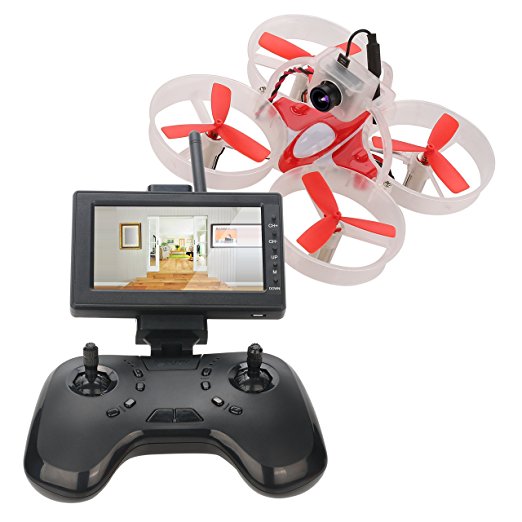 DLFPV Mini UFO Quadcopter Drone with HD 600TVL Cemara 4.3inch LCD Monitor Receiver and 2.4Ghz 8CH Remote Control 6 Axis Gyro RC Drone Designed for Beginner Indoor FPV Racing in White