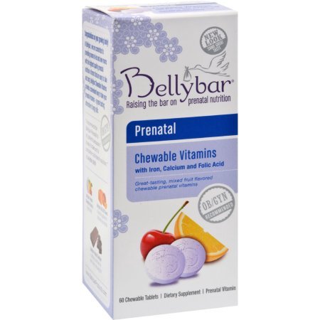 Bellybar Chewable Prenatal Vitamins, Mixed Fruit Flavor, 60-Count (2 Pack)