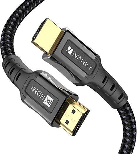 8K HDMI Cable 3.3 ft iVANKY HDMI 2.1 Cable 8K@60Hz Ultra HD 48Gbps 8K HDR, 3D, 4320P,2160P, 1080P, Ethernet - Zinc Alloy Shell - Audio Return (ARC), UHD TV, Monitor, PS4, PS3, PC