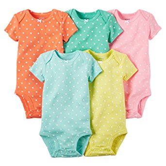 Carter's Baby Girls Short-Sleeve Safari Bodysuit, Pack of 5
