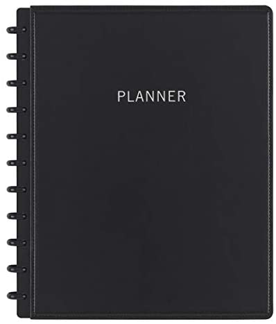 TUL Discbound Monthly Planner Starter Set, Letter Size, Black Leather, January to December 2021