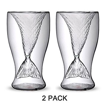 Homecube Creative Personality Mermaid Handmade Glass Cup Ice Cream Cup Double High-temperature Glass of Red Wine 4.23OZ