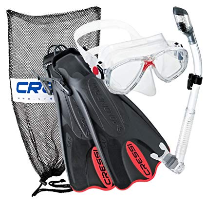 Cressi Palau Mask Fin Snorkel Set with Snorkeling Gear Bag, Designed and Manufactured in Italy