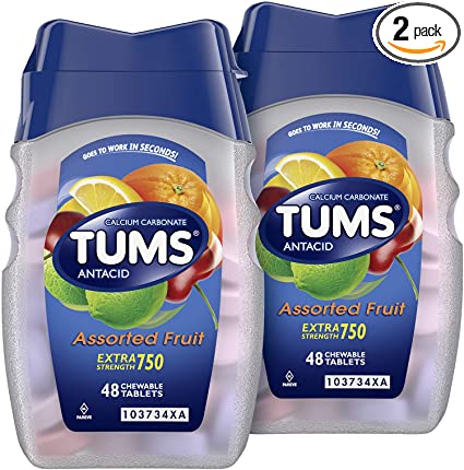Tums Ex, Assorted Fruit, 48 Count (Pack of 2)