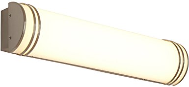 NEW Brushed Nickel Modern Frosted Bathroom Vanity Light Fixture | Contemporary Sleek Design | Vertical or Horizontal LED Wall Sconce | 3000K Warm White 24"