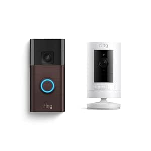 All-new Ring Battery Doorbell with Ring Stick Up Cam Battery (White)