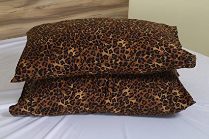 Leopard Print Premium 600 Thread Count Ultra-Soft Egyptian Cotton Quality 2pc Set of Pillow Cases, Silky Soft & Wrinkle Free (ALL COLORS/SIZES)-Travel Size BY- ARlinen