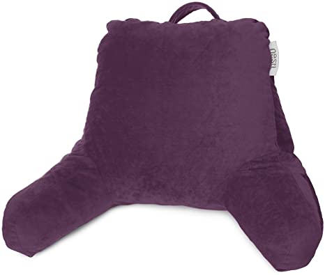 Nestl Bedding Reading Pillow, Petite Back Pillow, Backrest Pillows for Bed with Arms, Shredded Memory Foam Back Pillows for Sitting in Bed, Small Back Support Pillow for Kids & Teens, Purple Eggplant