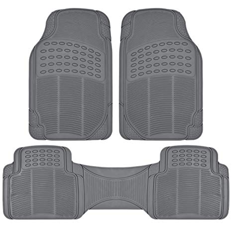 ProLiner Heavy Duty Rubber Car Rubber Floor Mats Liner for Auto - All Weather 3 Piece Set (Gray)