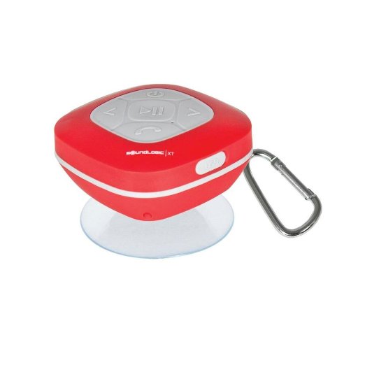 SoundLogic AWS-122970R Bluetooth Shower Speaker with FM Radio and Carabiner Red
