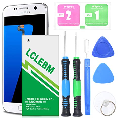 Galaxy S7 Battery LCLEBM S7 Battery 3200mAh Replacement Battery for Samsung Galaxy S7 EB-BG930ABE G930 G930V G930A G930T G930P with S7 Battery Replacement Repair Tool Kit [2 Year Warranty]