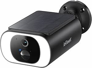 ieGeek 2K Camera Surveillance WiFi Exterieure sans Fil - Camera Exterieur Solaire WiFi sur Batteries, Panneau Solaire Integree, Vision Nocturne Couleur, PIR Détection, Audio Bidirectionnel IP66, S1