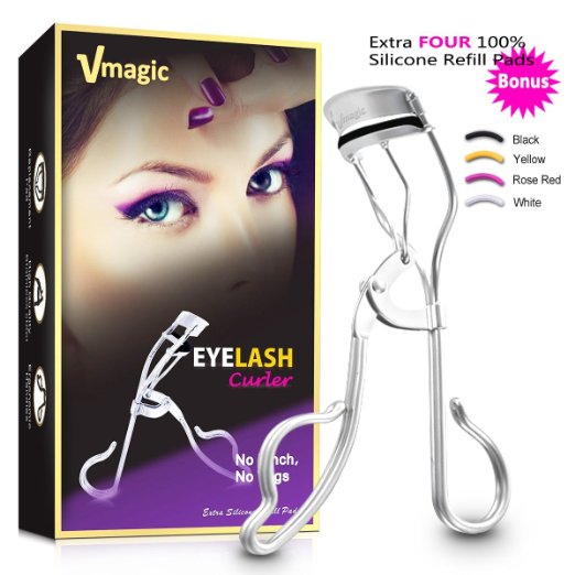VMAGIC High Quality Eyelash Curler Include FIVE silicone colorful refill pads for all Shapes and Sizes