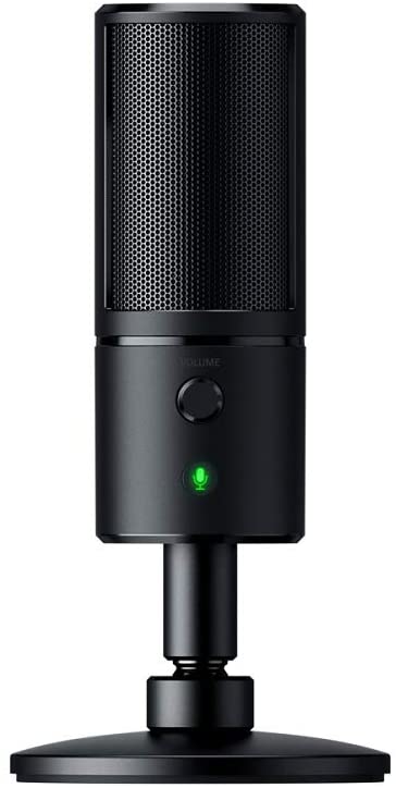 Razer Seiren X - PC Gaming Microfono a Condensatore per Streaming, Resistente Agli Urti, Porta di Monitoraggio Cuffie da 3.5 mm a Latenza Zero, Shock Mount Incorporata, Nero