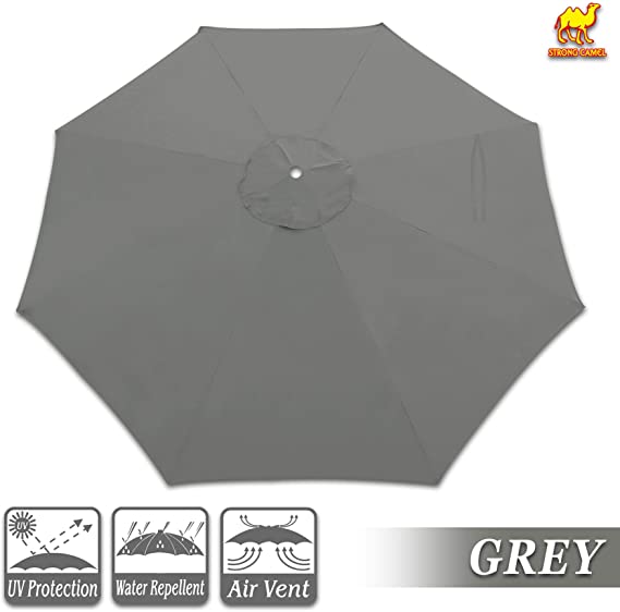 Strong Camel Replacement Cantilever hanging Umbrella Canopy for 10ft 8 ribs in (Canopy Only) (Grey)