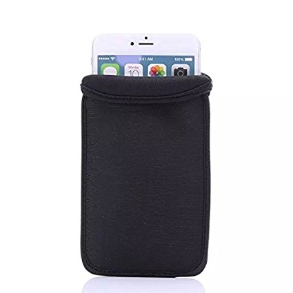 Universal Neoprene Shock Absorbing proof Pouch / Sleeve / Skin / Case for Apple iPhone 7 Plus / iPhone 6 Plus 5.5 inch (Black)
