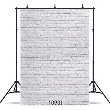 SJOLOON 5X7ft White Brick Wall Thin Vinyl Customized Photography Backdrop Background Studio Prop 10931