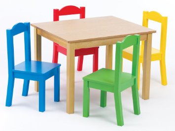 Tot Tutors Kids Table and 4-Chair Set Primary Wood