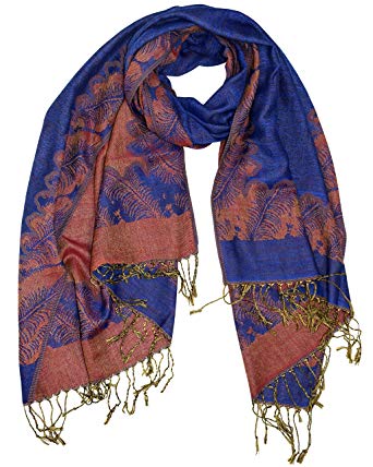 Peach Couture Women's Ravishing Reversible Jacquard Paisley Shawl Wrap Pashmina