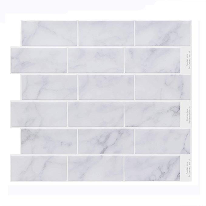 Vamos Tile 6 Sheets Premium Anti Mold Peel and Stick Tile Backsplash,Self Adhesive Wall Tiles for Kitchen & Bathroom -11.25"x10"