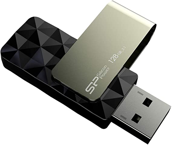 Silicon Power 128GB Blaze B30 USB 3.0 Swivel Flash Drive, Black