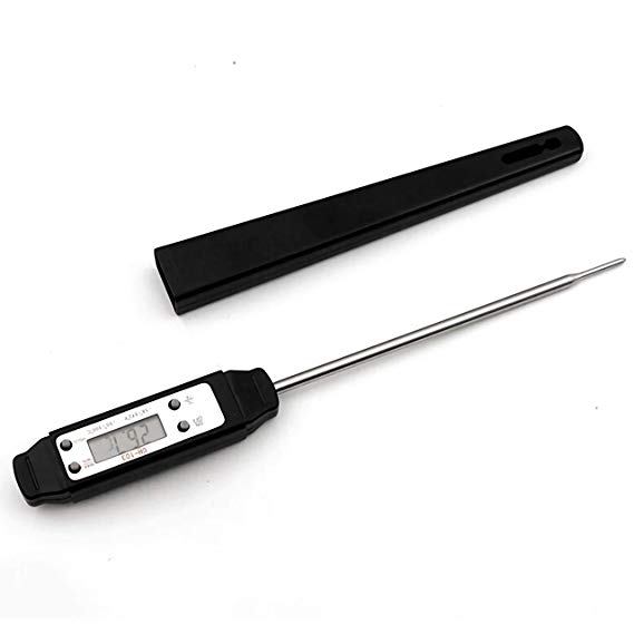 Cooking Food Thermometer Digital Instant Read Meat Thermometer Grill Thermometer BBQ Thermometer High Accuracy Kitchen Thermometer for Oil Water Milk Tea Beer (Black)