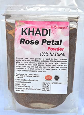 KHADI Omorose Khadi Rose Petal Powder for Face and Skin, 100g