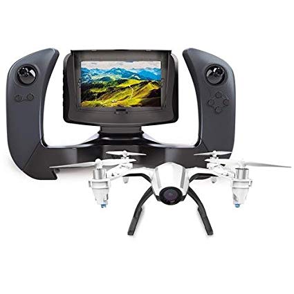 UDI RC U28-1 2.4GHz FPV Quadcopter with Wide-Angle 720p HD Camera, Altitude Hold Mode, Remote Controller with Color LCD Screen Included, Black/White
