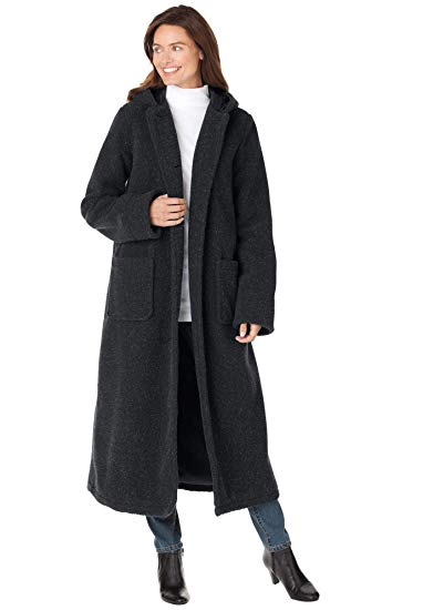 Woman Within Plus Size Hooded Berber Fleece Duster Coat