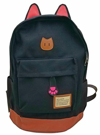 AM Landen®Canvas CAT Ears Backpacks Small/Large with Laptop Sleeve