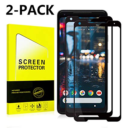 Google Pixel 2 XL Screen Protector [Easy to Install][HD - Clear][Case Friendly] Tempered Glass Screen Protector Compatible with Google Pixel 2 XL [2PACK][Black]