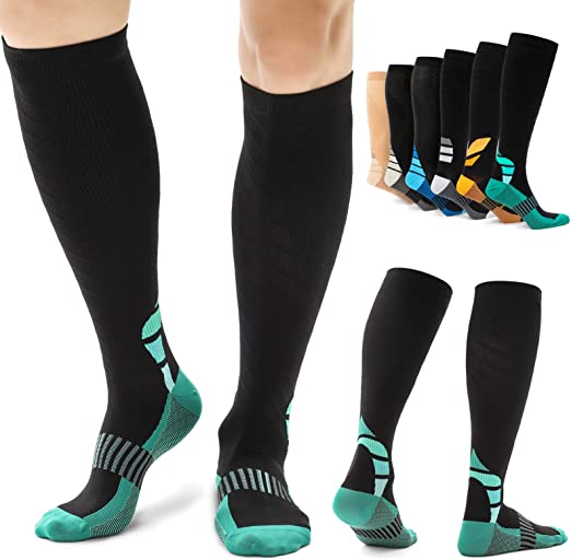 Alvada Compression Socks Women & Men with Foot Massage Pad and Arch Support 1 Pair