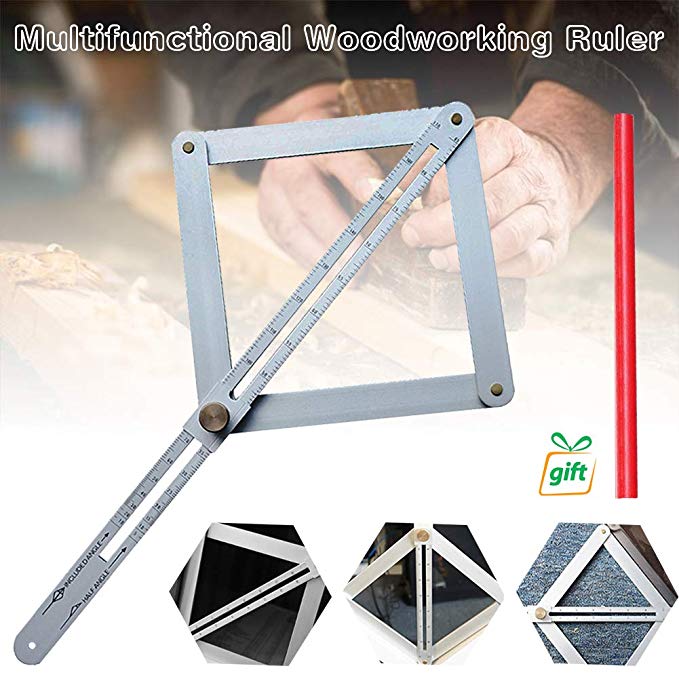Miter Angle Measuring Ruler,Aluminium Alloy Protractor,Corner Angle Finder Multi Angle Measurement Tool Bevel & Corner Protractor Angle Divider for Woodworking Flooring Tile - Rust-proof by Yoruii