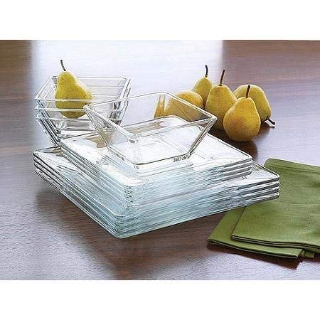 Mainstays 12-piece Square Glass Dinnerware Set by Home Comforts