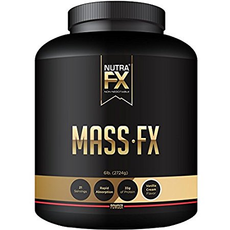 NUTRAFX Mass Expander Weight Gainer - 6lb Vanilla Flavored - Whey Protein Based Formula 35g Protein Per Serving - 21 Servings, Contains Essential Amino Acids