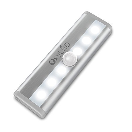 [MINI SIZE] OxyLED OxySense T-02 Mini 3.8inch Stick-on Anywhere Portable 6-LED Wireless Motion Sensing Night Light with Magnetic Strip, for Drawer/ Keyhole/ Door Lock/ Storage Box and ANY Small Space