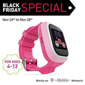 TickTalk Touch Screen Kids Wearable tracker wrist Phone w/ GPS locator, Anti-lost, Controlled by Apple and Android phone APP in Pink Including 1 FREE MONTH w/ T-MOBILE NETWORK!