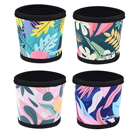 Bluecell Pack of 4 Neoprene Insulated Reusable Coffee Sleeve Protect Your Hands for Coffee Tea Hot & Cold Drinks (Flower#3(4pcs))