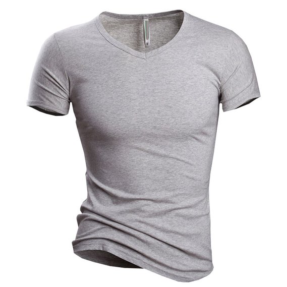 Manwan Walk Men's Short Sleeve V-Neck Slim Fit Cotton T-Shirt T45