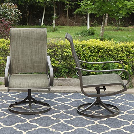 Sophia & William Patio Swivel Chair Set of 2 Metal Rocker Chair Outdoor Dining Furniture for Lawn Garden Backyard Sling Mesh Weather Resistant