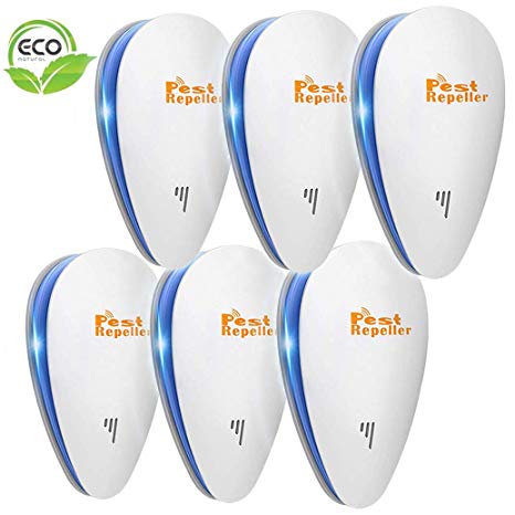 Ultrasonic Pest Repeller, 6 Packs, 2020 Upgraded Electronic Indoor Plug in for Insects, Mice,Ant, Mosquito, Spider, Rodent, Roach, Mosquito Repellent for Children and Pets' Safe [White]