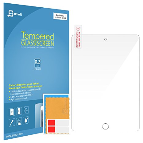 iPad mini 4 Screen Protector, JETech 0.2mm Premium Tempered Glass Screen Protector Film for Apple iPad mini 4 - 0900B