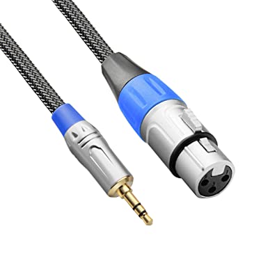 TISINO XLR to 3.5mm (1/8 inch) Microphone Cable, XLR Female to Mini Jack Aux Mic Cord for Camcorders, DSLR Cameras, Computer Recording Device and More - 6.6 feet