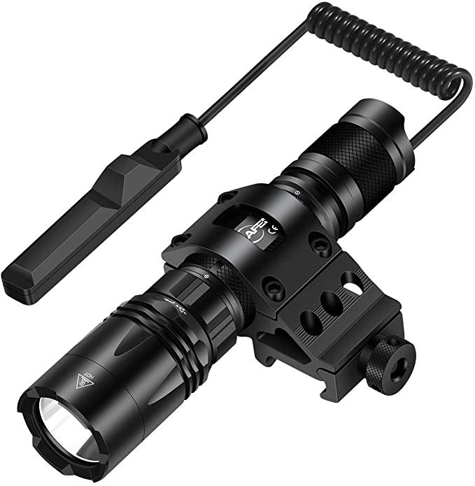 MIKAFEN Tactical Flashlight 1200 Lumens LED Weapon Light with Picatinny Mount, Micro-USB Rechargeable, Battery and Pressure Switch Included