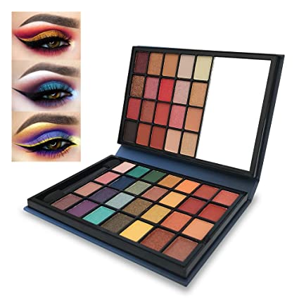 Compact Eyeshadow Palette - FindinBeauty 48 Color High Pigmented Matte Shimmer Warm Shades Travel Size Eye Shadow Pallet with Makeup Brush and Mirror