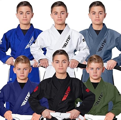 Elite Sports IBJJF Ultra Light BJJ Brazilian Jiu Jitsu Gi for Kids w/Preshrunk Fabric & Free Belt